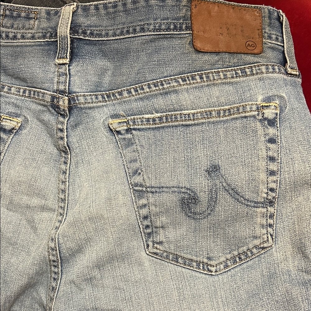 Ag Adriano Goldschmied Men's Light Blue Relaxed   distressed by designer 36/34